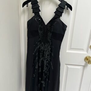 Versace 2008 Black Sequin and Bead-Embellished Evening Dress